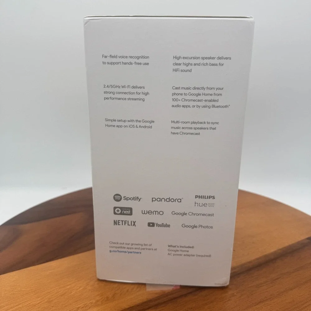 Google Home Voice-Activated Smart Speaker White Google Assistant NEW Open Box